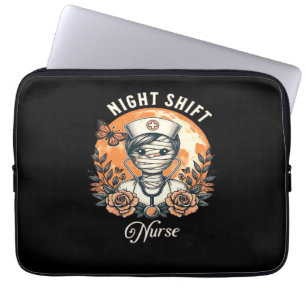 Night Shift Nurse Mummy Halloween Healthcare Flora Laptop Sleeve