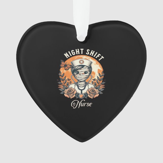 Night Shift Nurse Mummy Halloween Healthcare Flora Ornament (Front)