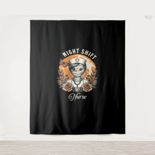 Night Shift Nurse Mummy Halloween Healthcare Flora Tapestry