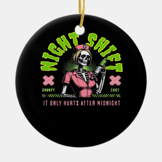 Night Shift Nurse - National Nurse Week Gift Ideas Ceramic Tree Decoration (Front)