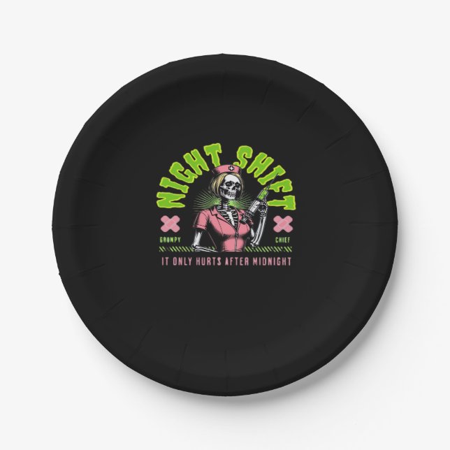 Night Shift Nurse - National Nurse Week Gift Ideas Paper Plate (Front)