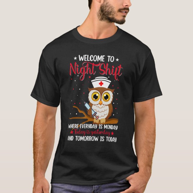 Night Shift Nurse Owls   Nursing RN LPN CNA Women T-Shirt (Front)