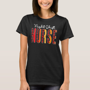 Night Shift Nurse Plaid Red Love Heart Stethoscope T-Shirt