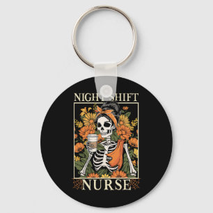 Night Shift Nurse Skeleton Halloween Rn Nurses Wom Key Ring