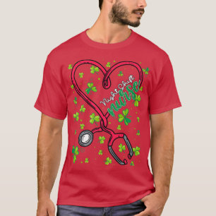 Night Shift Nurse St Patricks Day Love Stethoscope T-Shirt