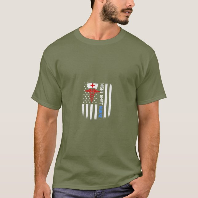 night shift Nurse  US Flag T-Shirt (Front)