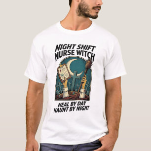 Night Shift Nurse Witch Retro Halloween Tee