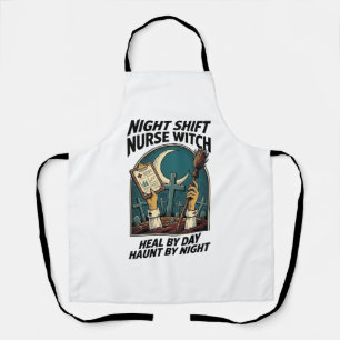 Night Shift Nurse Witch Retro Halloween Tee Apron