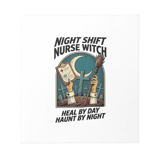 Night Shift Nurse Witch Retro Halloween Tee Notepad (Front)