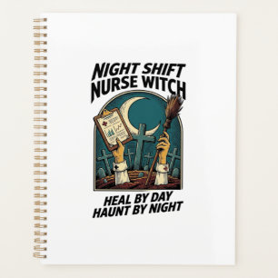 Night Shift Nurse Witch Retro Halloween Tee Planner