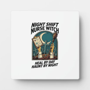 Night Shift Nurse Witch Retro Halloween Tee Plaque