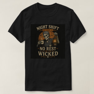 Night Shift October 31 Vintage Halloween Skeleton  T-Shirt