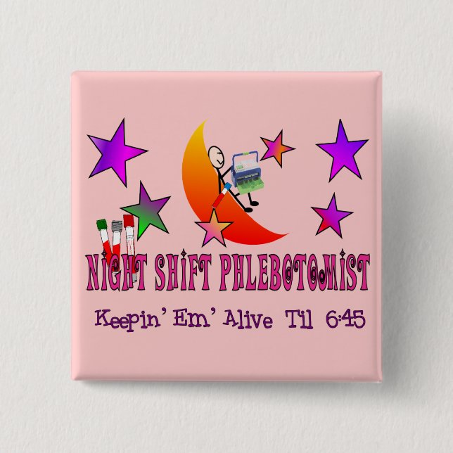NIght Shift Phlebotomist T-Shirts and Gifts 15 Cm Square Badge (Front)