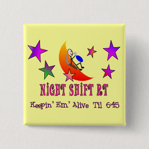 Night Shift RT MOON Stick Man 15 Cm Square Badge