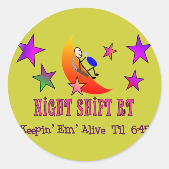 Night Shift RT MOON Stick Man Classic Round Sticker (Front)