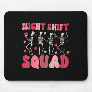 Night Shift Squad Nurses Skeleton Dancing Funny Va Mouse Mat