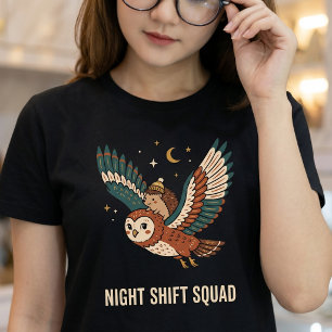 Night Shift Squad Owl And Hedgehog T-Shirt