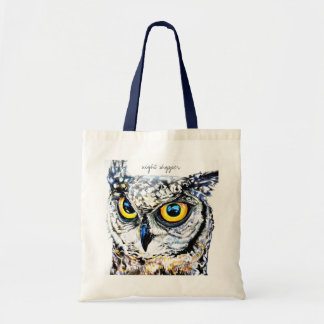 Night shopper owl tote bag