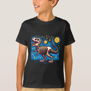 Night Skeleton Dinosaur T Rex Boys Kids T-Shirt