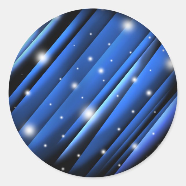 Night Sky - Abstract Blue Striped Pattern Classic Round Sticker (Front)