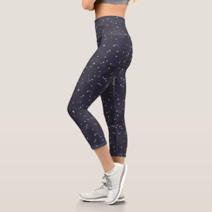 night sky and gold stars capri leggings
