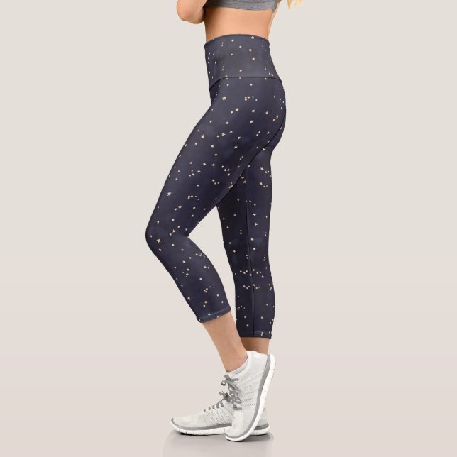 night sky and gold stars capri leggings (Left)
