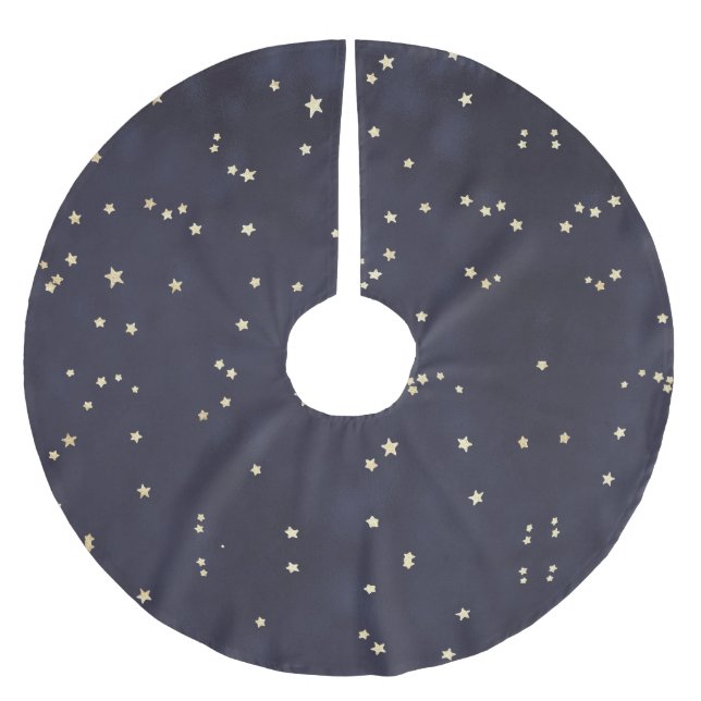 Night sky and gold stars holiday tree skirt (Front)
