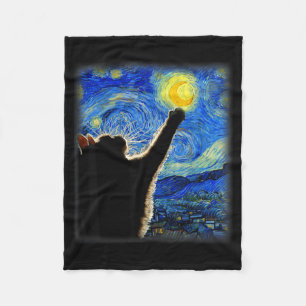 Night Sky Art Cat Starry Art Cat Cat Lover Cat Mum Fleece Blanket