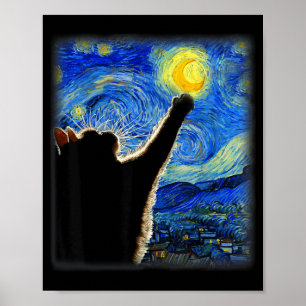 Night Sky Art Cat Starry Art Cat Cat Lover Cat Mum Poster