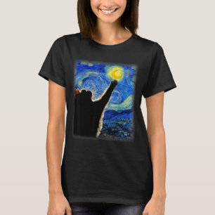 Night Sky Art Cat Starry Art Cat Cat Lover Cat Mum T-Shirt