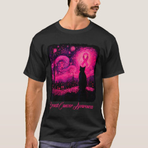 Night Sky Art Starry Art Cat Halloween Breast T-Shirt