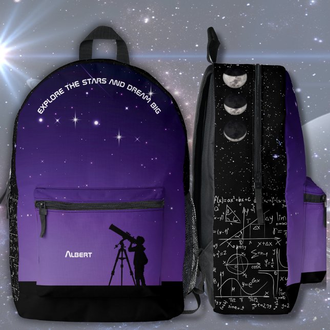 Night Sky Astronomy Backpack Purple and Black (Night Sky Astronomy Stargazer Science Back to School Backpack)