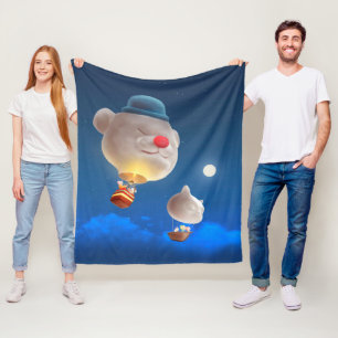 Night Sky Balloon Adventure Fleece Blanket