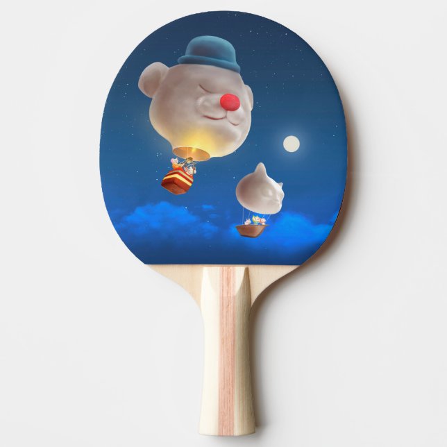 Night Sky Balloon Adventure Ping Pong Paddle (Front)