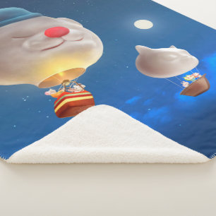 Night Sky Balloon Adventure Sherpa Blanket