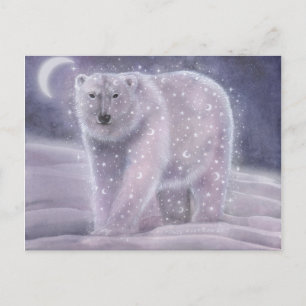 Night Sky Bear Polar Bear Fantasy Wildlife Art Postcard