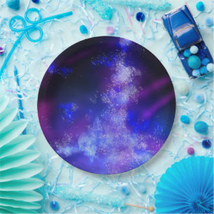Night Sky Blue Paper Plate