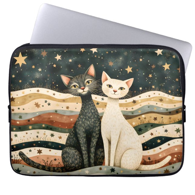 Night Sky Cats Laptop Sleeve (Front)