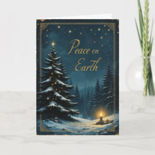 Night Sky Christmas Tree Peace on Earth Elegant  Card