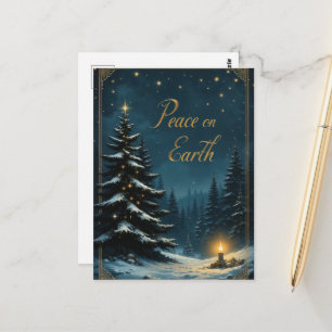 Night Sky Christmas Tree Peace on Earth Elegant Postcard