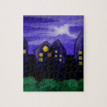 Night sky city skyscrapper canvas art
