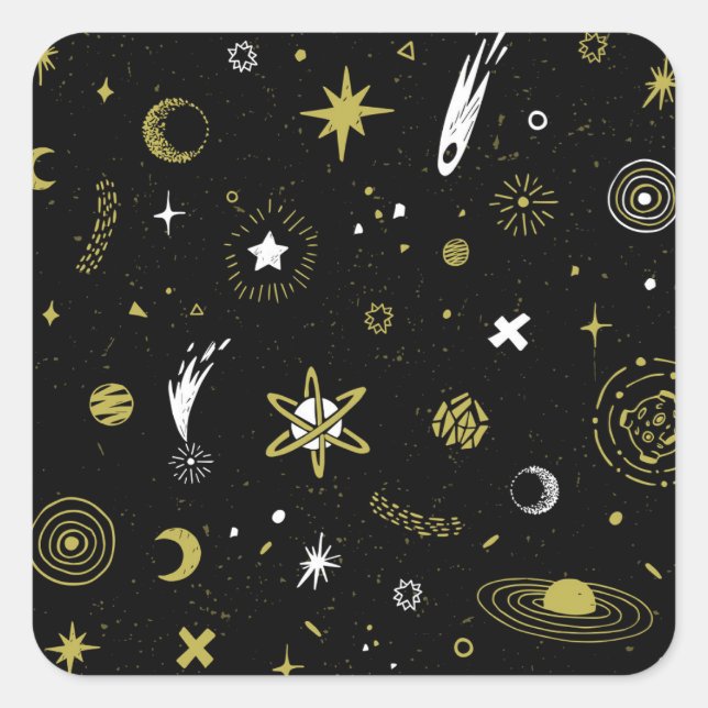 Night sky: cosmic seamless pattern. square sticker (Front)