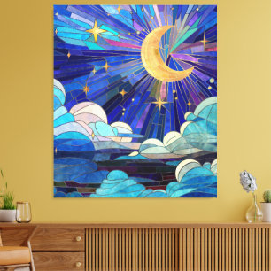 Night Sky - Digital Art Mosaic Canvas Print