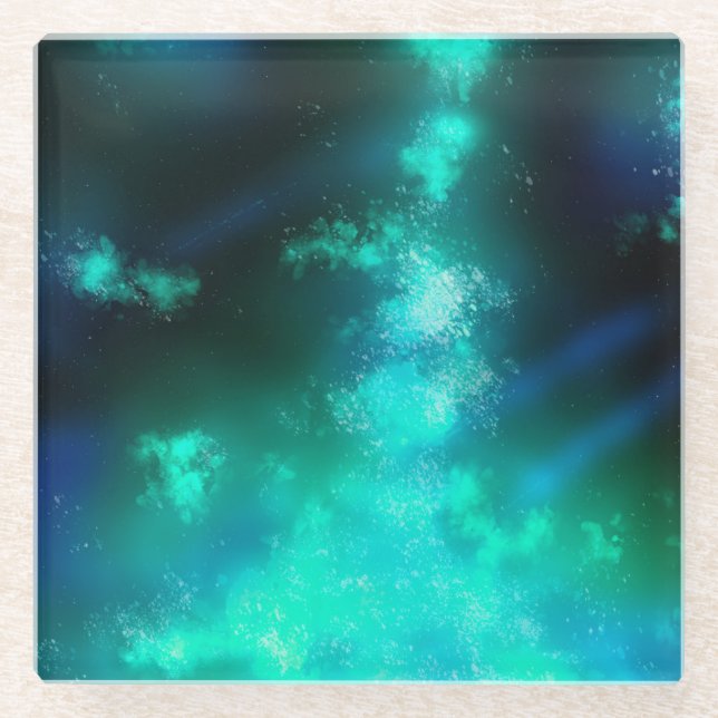 Night Sky Emerald Glass Coaster (Front)