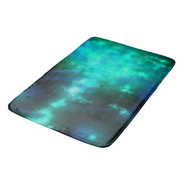 Night Sky Emerald Green Bath Mat (Angled)
