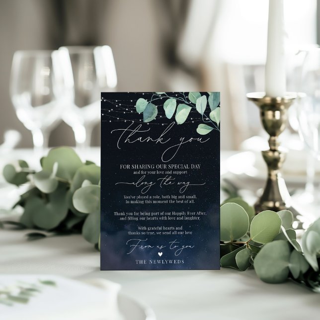 Night Sky Eucalyptus Minimalist Napkin Thank Menu (Creator Uploaded)