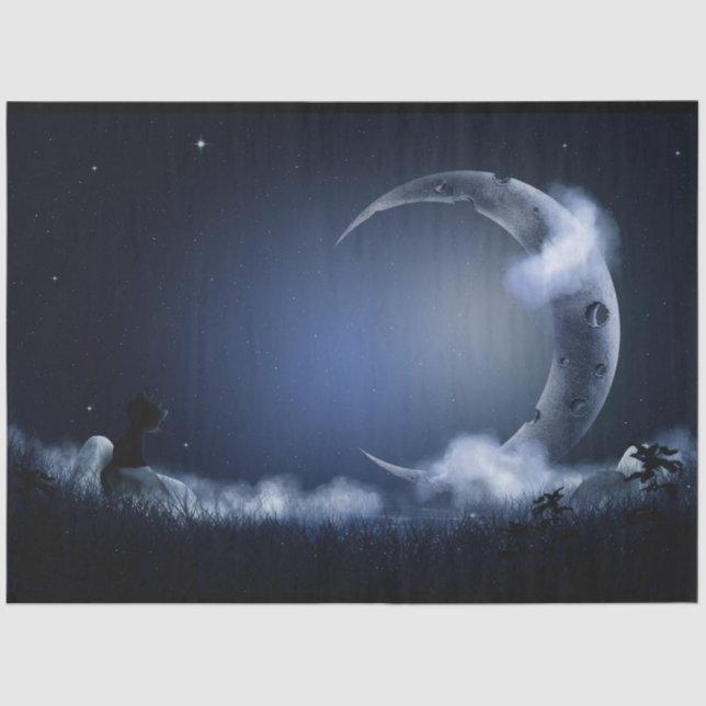 Night Sky Fantasy Moon Decoupage  Tissue Paper (Front)