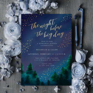 Night Sky Foil Wedding Rehearsal Dinner Invitation