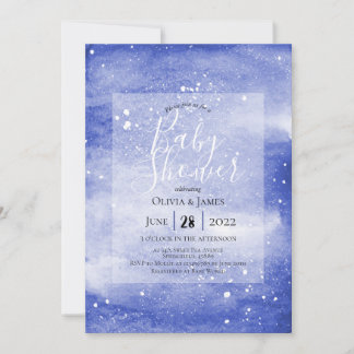 Night Sky Galaxy Blue Cosmic Baby Shower Invitation