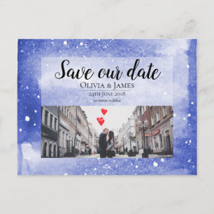 Night Sky Galaxy Blue Cosmic Save the Date Wedding Postcard